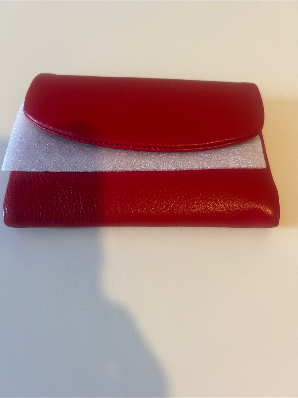 Red Women’s Leather Foldover Clutch